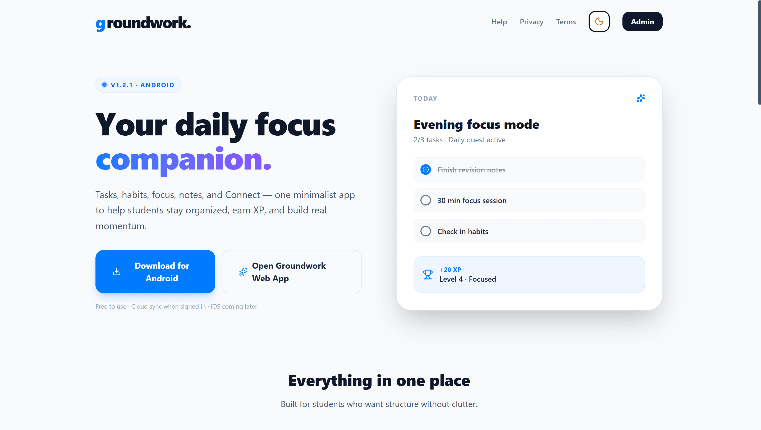 Groundwork desktop dashboard preview